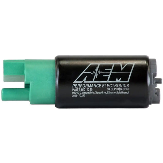 AEM 340LPH E85-Compatible High Flow In-Tank Fuel Pump 65MM Short Offset Inlet Inline