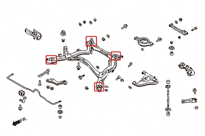 NISSAN SILVIA S13/14/15/ SKYLINE 2WD R32/R33/R34/
300ZX Z32
REAR SUBFRAME BUSHING
(HARDEN RUBBER) 4PCS/SET