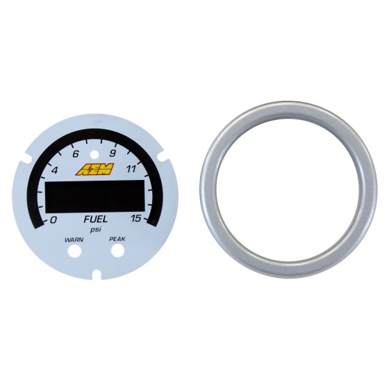 AEM X-Series Pressure Gauge 0~15PSI Accessory Kit Silver Bezel & White Boost/Fuel Faceplate