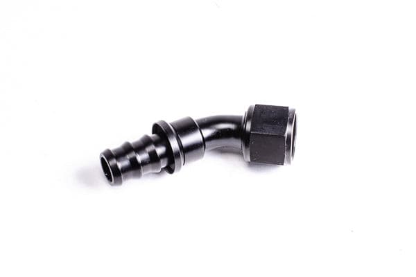 Radium Pushlok Hose End, 12An, 45 Deg.